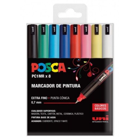 SET 8 BUC UNI POSCA MARKER APA PC-1MR 0.7MM BASIC