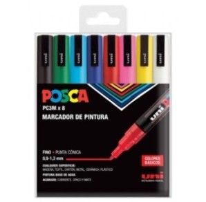 SET 8 BUC UNI POSCA MARKER APA PC-3M 0,9-1,3 MM