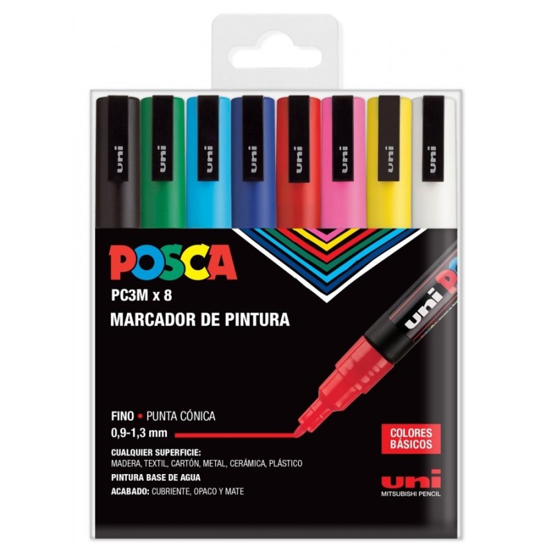 SET 8 BUC UNI POSCA MARKER APA PC-3M 0,9-1,3 MM