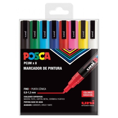 SET 8 BUC UNI POSCA MARKER APA PC-3M 0,9-1,3 MM