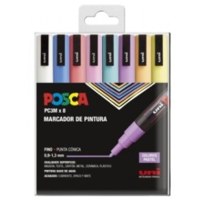 SET 8 BUC UNI POSCA MARKER APA PC-3M 0.9-1.3 MM PASTEL