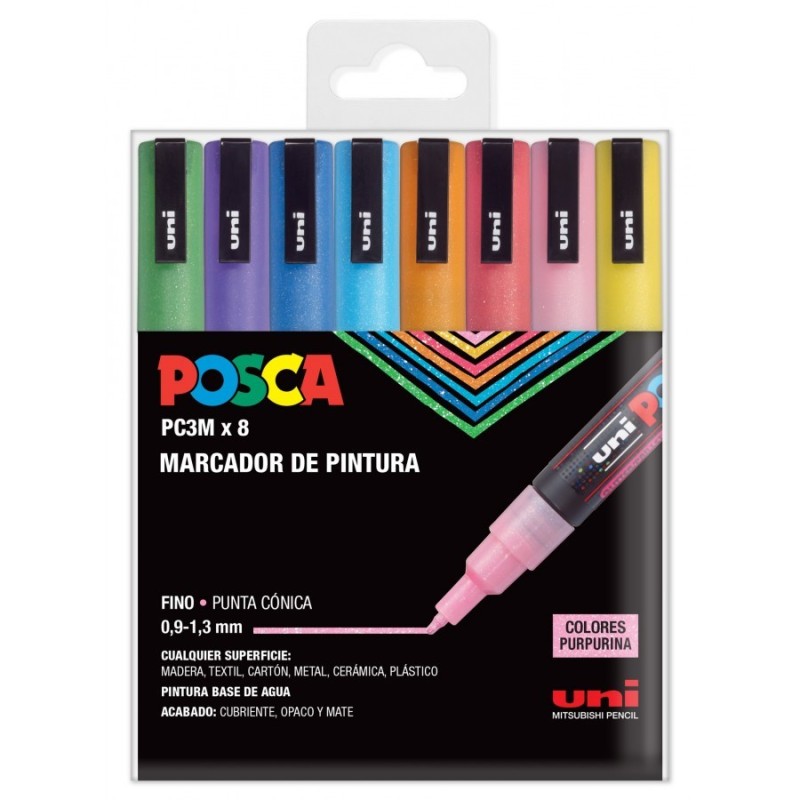 SET 8 BUC UNI POSCA MARKER APA PC-3M 0.9-1.3 MM METALIZATE SET 8 BUC UNI POSCA MARKER APA PC-3M 0.9-1.3 MM METALIZATE