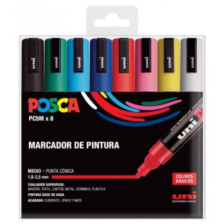 SET 8 BUC UNI POSCA MARKER APA PC-5M 1,8-2,5 MM