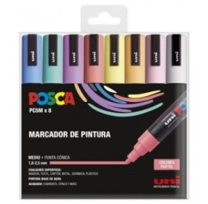 SET 8 BUC UNI POSCA MARKER APA PC-5M 1.8-2.5 MM PASTEL
