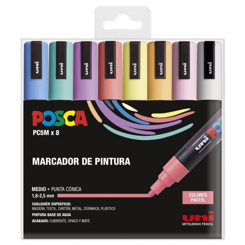SET 8 BUC UNI POSCA MARKER APA PC-5M 1.8-2.5 MM PASTEL SET 8 BUC UNI POSCA MARKER APA PC-5M 1.8-2.5 MM PASTEL