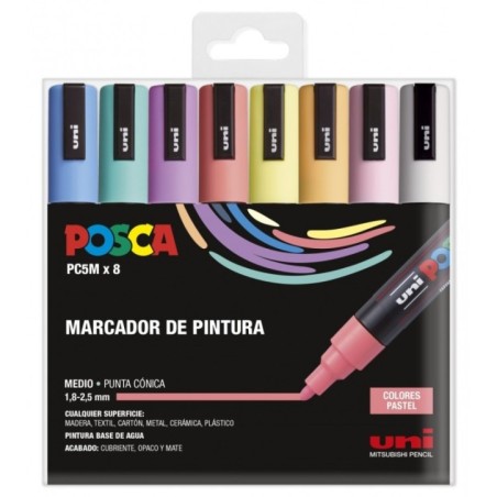 SET 8 BUC UNI POSCA MARKER APA PC-5M 1.8-2.5 MM PASTEL