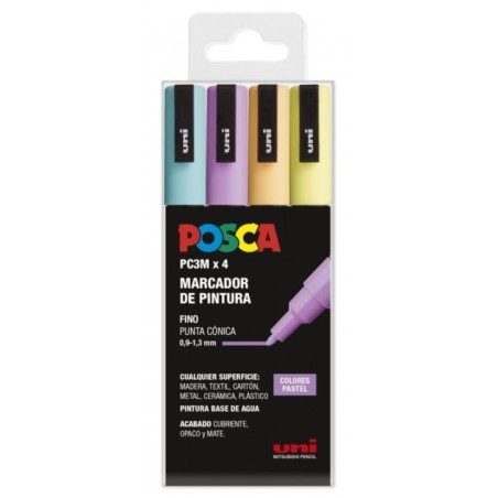 SET 4 BUC UNI POSCA MARKER APA PC-3M 0.9-1.3 MM PASTEL