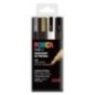 SET 4 BUC UNI POSCA MARKER APA PC-3M 0.9-1.3 MM NEGRU ALB AURIU ARGINTIU