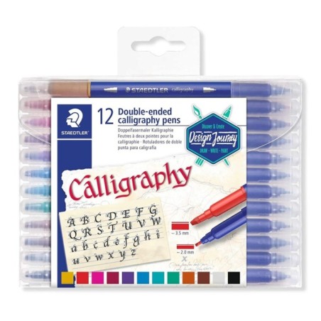 SET 12 MARKERE 2 CAPETE LETTERING 3005 STAEDTLER