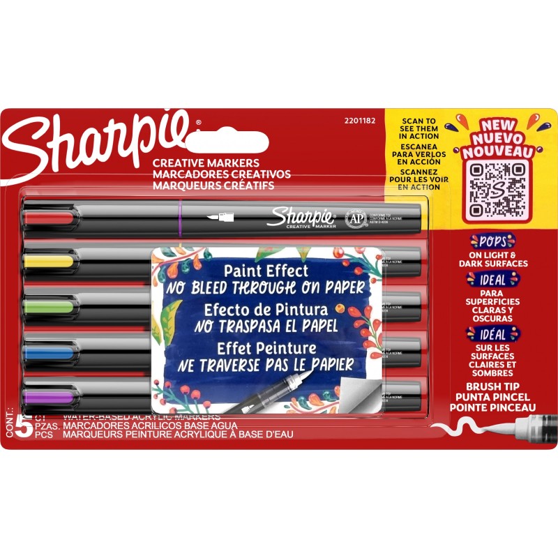 MARKER ACRILIC 5BUC BRUSH SHARPIE MARKER ACRILIC 5BUC BRUSH SHARPIE