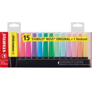 TEXTMARKER STABILO BOSS ORIGINAL SET 15 CULORI + DESKSET