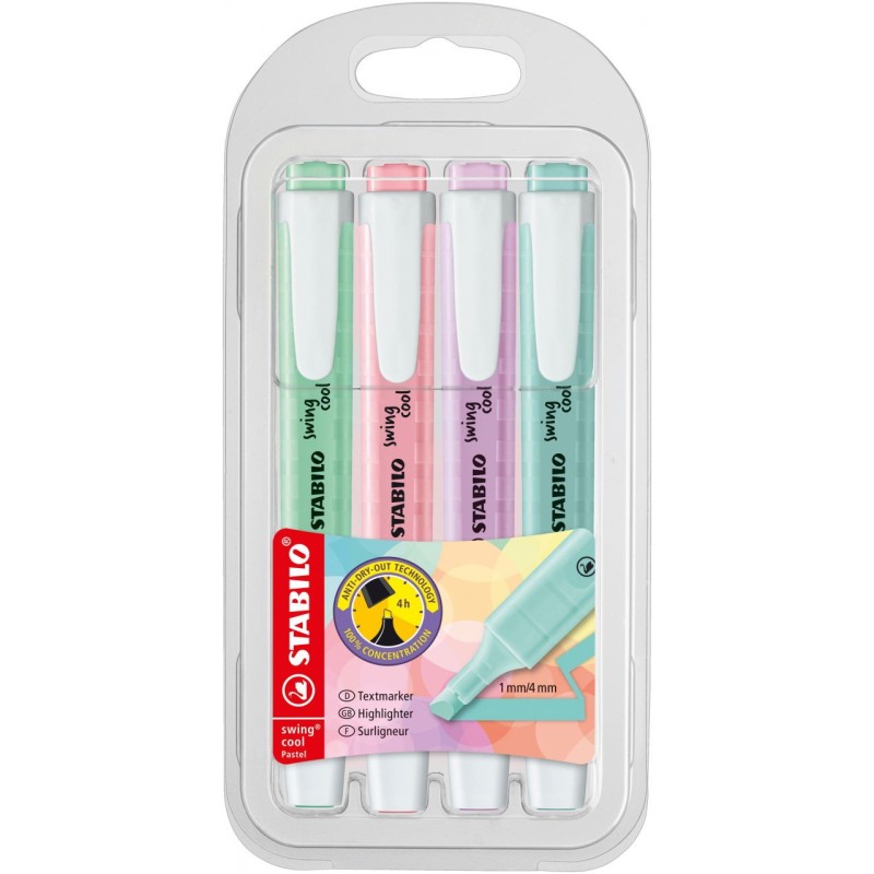 TEXTMARKER STABILO SWING COOL PASTEL SET 4 BUC TEXTMARKER STABILO SWING COOL PASTEL SET 4 BUC