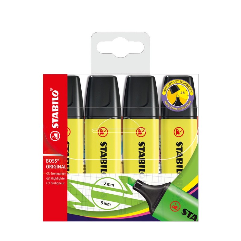 TEXTMARKER STABILO BOSS ORIGINAL SET 4 (GALBEN) TEXTMARKER STABILO BOSS ORIGINAL SET 4 (GALBEN)