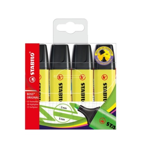 TEXTMARKER STABILO BOSS ORIGINAL SET 4 (GALBEN)