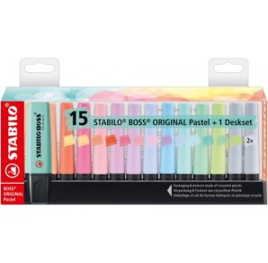 SET 15 MARKERE PASTEL CU SUPORT STABILO BOSS ORIGINAL