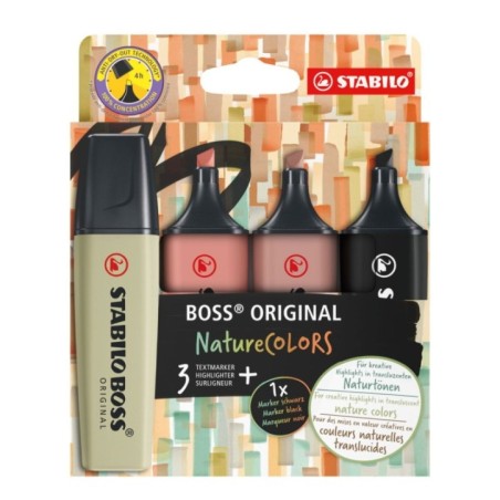 TEXTMARKER STABILO BOSS NATURE COLORS SET 4 BUC