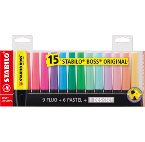 TEXTMARKER STABILO BOSS ORIGINAL SET 15 CULORI + DESKSET